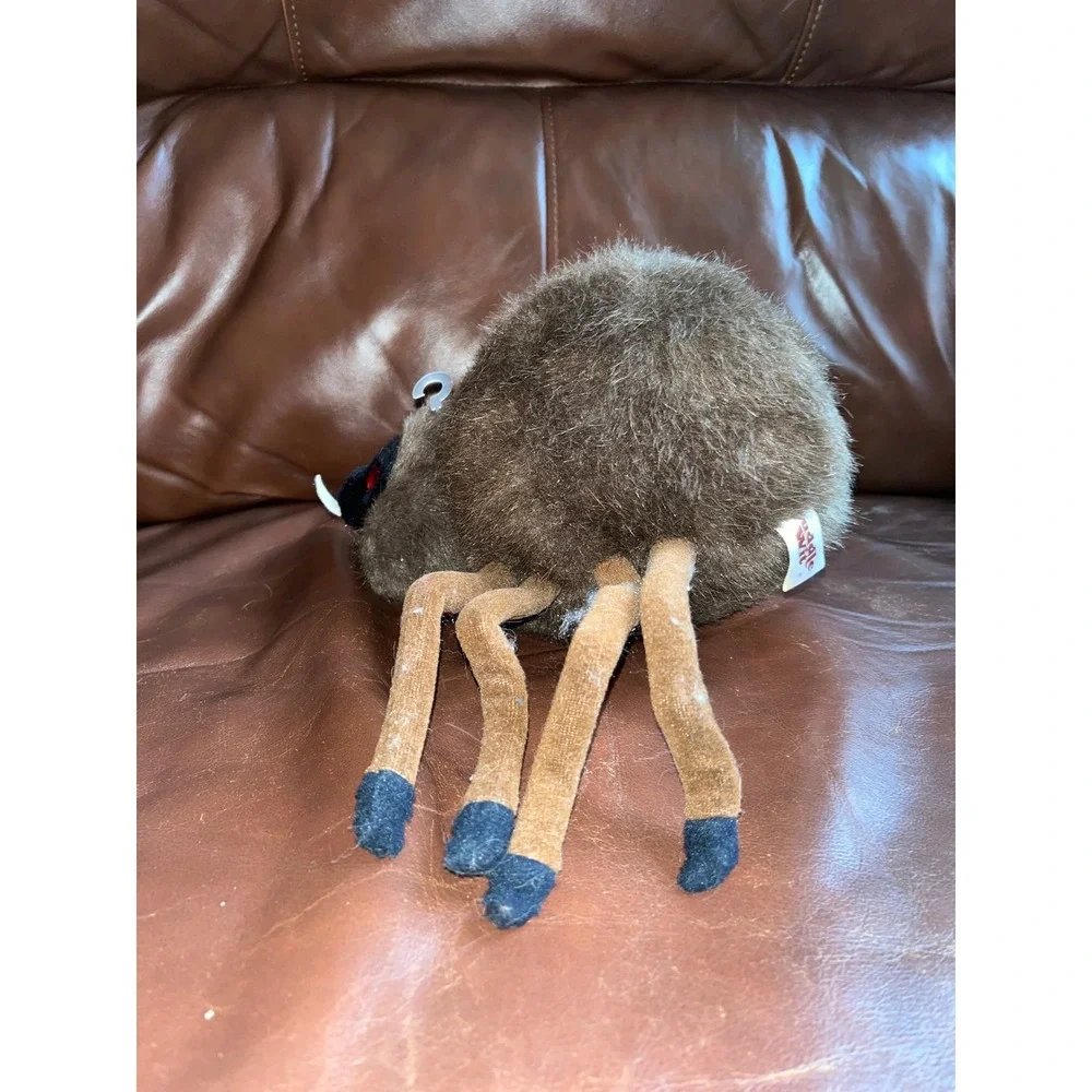 Creepy Cute Plush Spider Toy Red Bow Eyes Tongue Halloween Decor‎